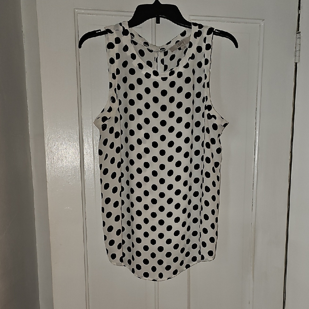 LOFT Black and White Polka Dot Blouse